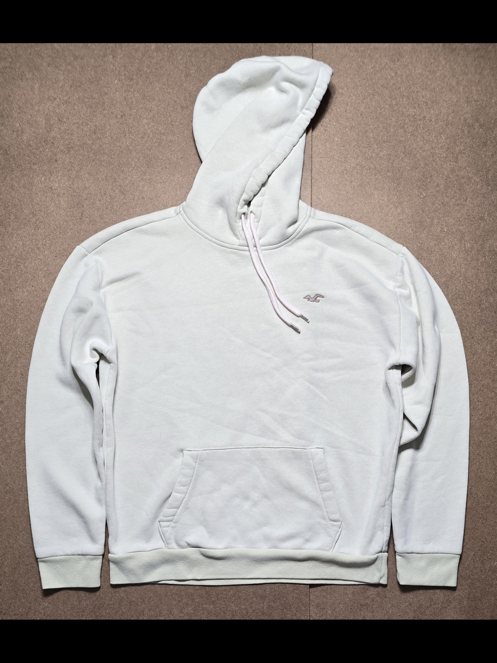 Hollister Hoodie Women Size L Pink Embroidered Seagull logo matching Drawstrings